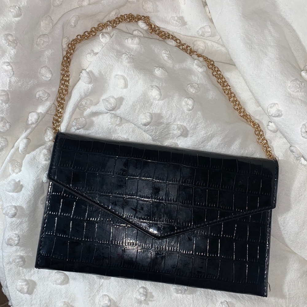 Black Croc Leather Purse
